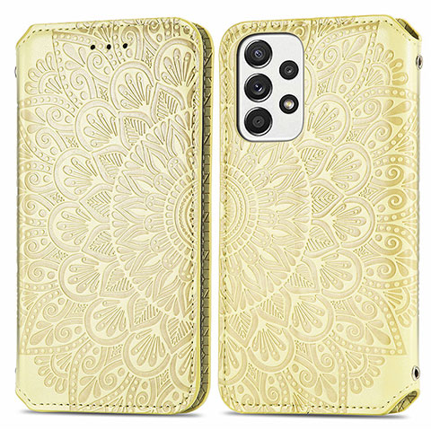 Funda de Cuero Cartera con Soporte Patron de Moda Carcasa S01D para Samsung Galaxy A73 5G Oro