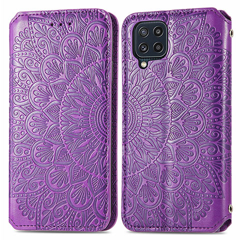 Funda de Cuero Cartera con Soporte Patron de Moda Carcasa S01D para Samsung Galaxy M32 4G Morado