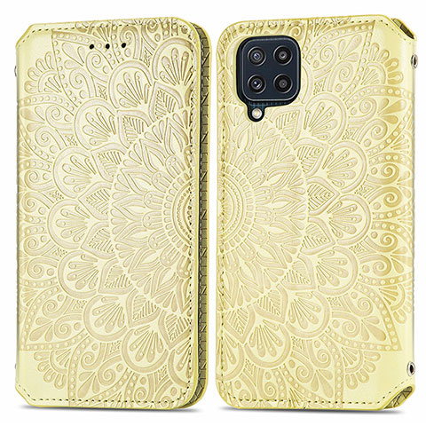 Funda de Cuero Cartera con Soporte Patron de Moda Carcasa S01D para Samsung Galaxy M32 4G Oro