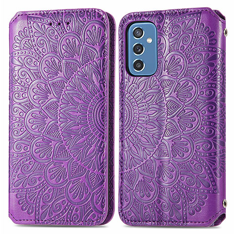 Funda de Cuero Cartera con Soporte Patron de Moda Carcasa S01D para Samsung Galaxy M52 5G Morado