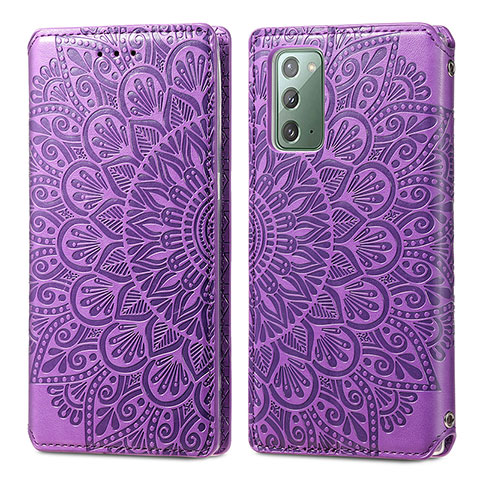 Funda de Cuero Cartera con Soporte Patron de Moda Carcasa S01D para Samsung Galaxy Note 20 5G Morado