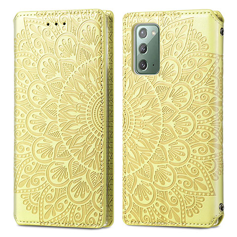 Funda de Cuero Cartera con Soporte Patron de Moda Carcasa S01D para Samsung Galaxy Note 20 5G Oro