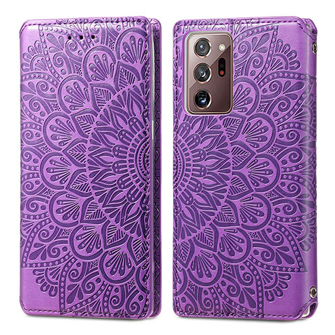 Funda de Cuero Cartera con Soporte Patron de Moda Carcasa S01D para Samsung Galaxy Note 20 Ultra 5G Morado