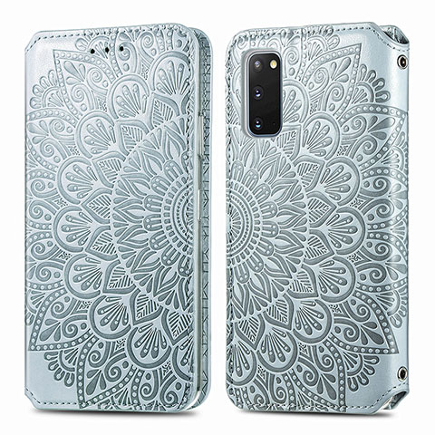 Funda de Cuero Cartera con Soporte Patron de Moda Carcasa S01D para Samsung Galaxy S20 5G Plata