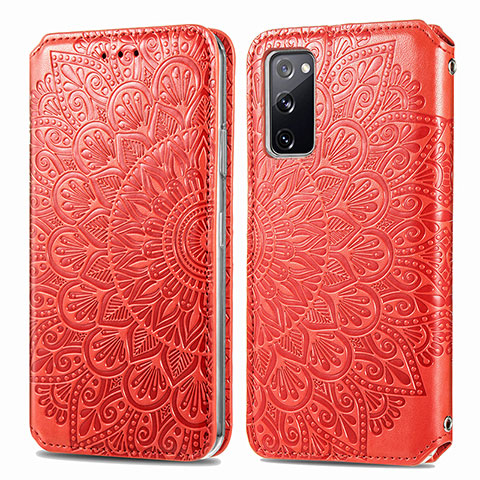 Funda de Cuero Cartera con Soporte Patron de Moda Carcasa S01D para Samsung Galaxy S20 FE 5G Rojo