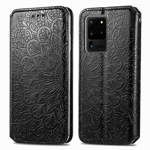 Funda de Cuero Cartera con Soporte Patron de Moda Carcasa S01D para Samsung Galaxy S20 Ultra 5G Negro