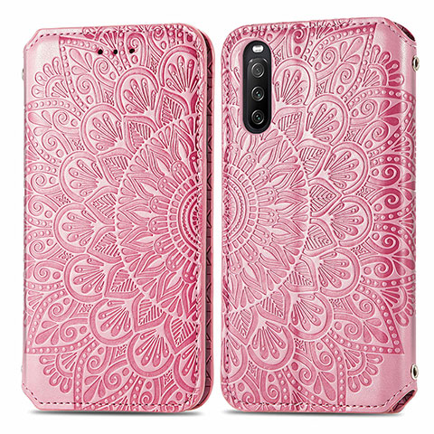 Funda de Cuero Cartera con Soporte Patron de Moda Carcasa S01D para Sony Xperia 10 III Lite Oro Rosa