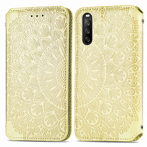 Funda de Cuero Cartera con Soporte Patron de Moda Carcasa S01D para Sony Xperia 10 III Oro