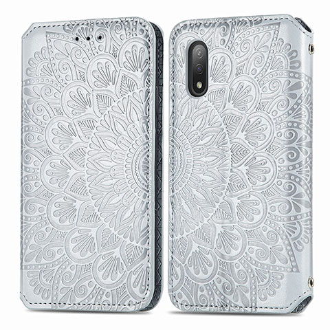 Funda de Cuero Cartera con Soporte Patron de Moda Carcasa S01D para Sony Xperia Ace II Plata