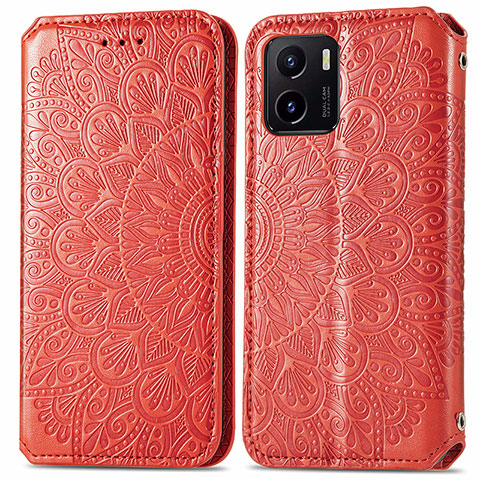 Funda de Cuero Cartera con Soporte Patron de Moda Carcasa S01D para Vivo iQOO U5x Rojo