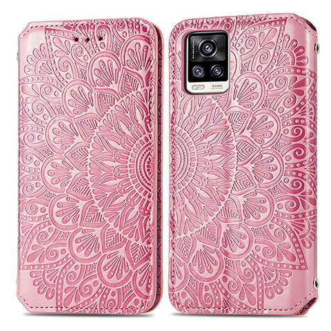 Funda de Cuero Cartera con Soporte Patron de Moda Carcasa S01D para Vivo V20 (2021) Oro Rosa