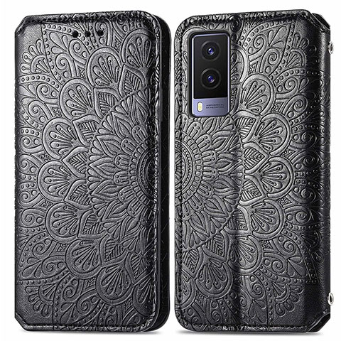 Funda de Cuero Cartera con Soporte Patron de Moda Carcasa S01D para Vivo V21e 5G Negro