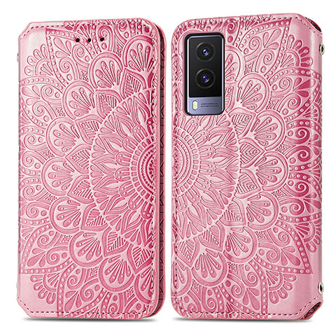 Funda de Cuero Cartera con Soporte Patron de Moda Carcasa S01D para Vivo V21e 5G Oro Rosa