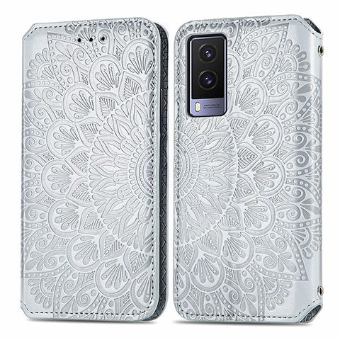 Funda de Cuero Cartera con Soporte Patron de Moda Carcasa S01D para Vivo V21e 5G Plata