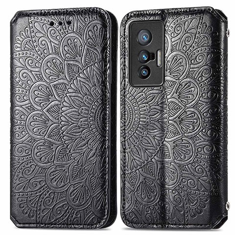 Funda de Cuero Cartera con Soporte Patron de Moda Carcasa S01D para Vivo X70t Negro