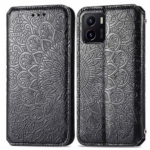 Funda de Cuero Cartera con Soporte Patron de Moda Carcasa S01D para Vivo Y01A Negro