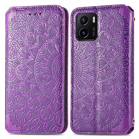 Funda de Cuero Cartera con Soporte Patron de Moda Carcasa S01D para Vivo Y10 Morado