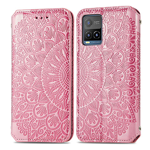 Funda de Cuero Cartera con Soporte Patron de Moda Carcasa S01D para Vivo Y21e Oro Rosa