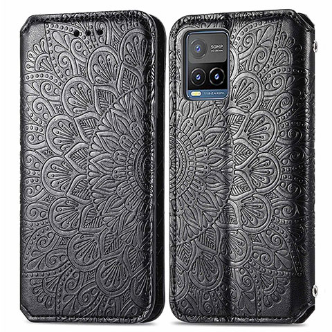 Funda de Cuero Cartera con Soporte Patron de Moda Carcasa S01D para Vivo Y21t Negro