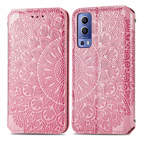 Funda de Cuero Cartera con Soporte Patron de Moda Carcasa S01D para Vivo Y52 5G Oro Rosa