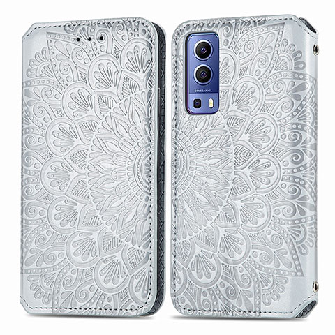 Funda de Cuero Cartera con Soporte Patron de Moda Carcasa S01D para Vivo Y52 5G Plata