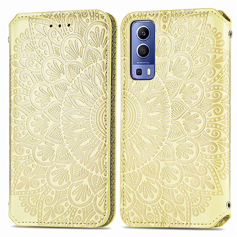 Funda de Cuero Cartera con Soporte Patron de Moda Carcasa S01D para Vivo Y72 5G Oro