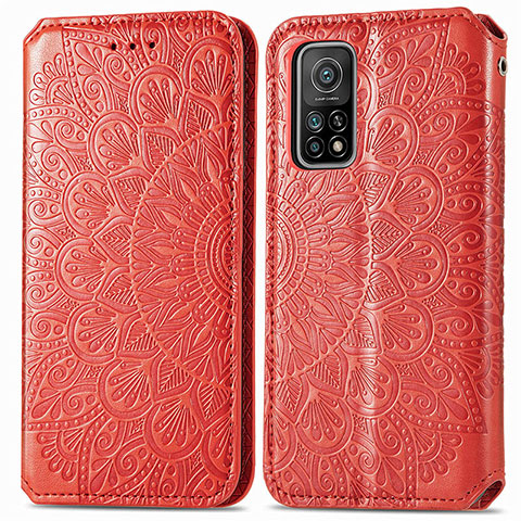 Funda de Cuero Cartera con Soporte Patron de Moda Carcasa S01D para Xiaomi Mi 10T Pro 5G Rojo