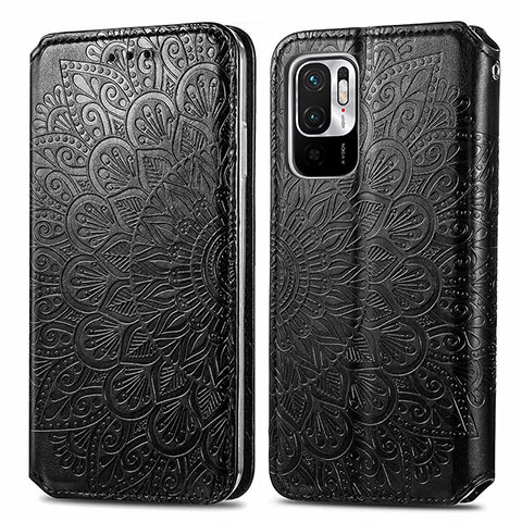 Funda de Cuero Cartera con Soporte Patron de Moda Carcasa S01D para Xiaomi POCO M3 Pro 5G Negro