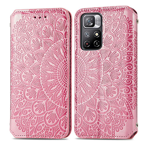 Funda de Cuero Cartera con Soporte Patron de Moda Carcasa S01D para Xiaomi Poco M4 Pro 5G Oro Rosa