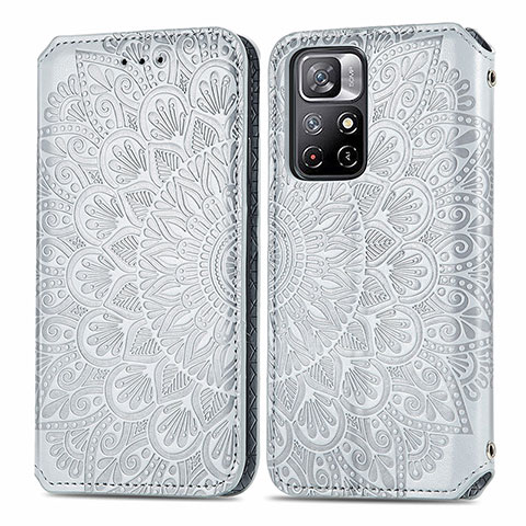 Funda de Cuero Cartera con Soporte Patron de Moda Carcasa S01D para Xiaomi Poco M4 Pro 5G Plata