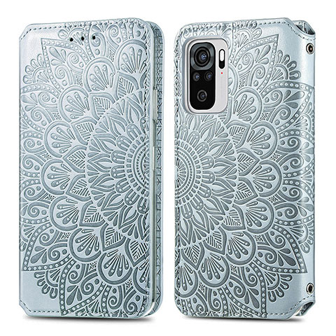 Funda de Cuero Cartera con Soporte Patron de Moda Carcasa S01D para Xiaomi Poco M5S Plata