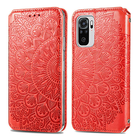 Funda de Cuero Cartera con Soporte Patron de Moda Carcasa S01D para Xiaomi Poco M5S Rojo