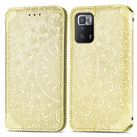 Funda de Cuero Cartera con Soporte Patron de Moda Carcasa S01D para Xiaomi Poco X3 GT 5G Oro