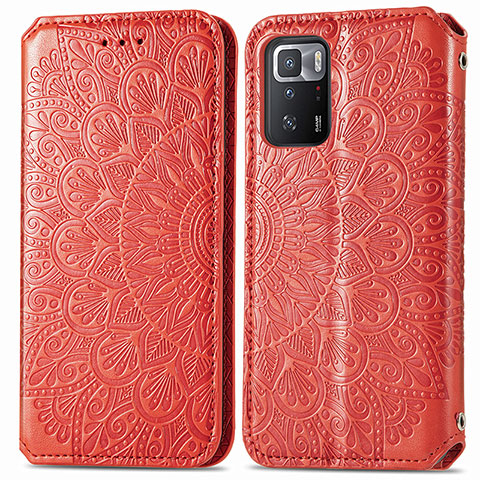 Funda de Cuero Cartera con Soporte Patron de Moda Carcasa S01D para Xiaomi Poco X3 GT 5G Rojo