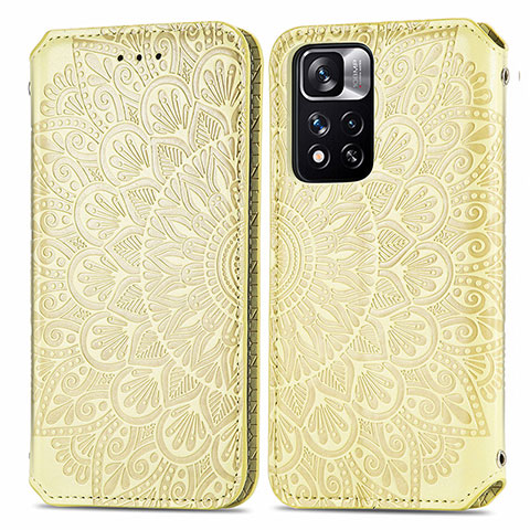 Funda de Cuero Cartera con Soporte Patron de Moda Carcasa S01D para Xiaomi Poco X4 NFC Oro