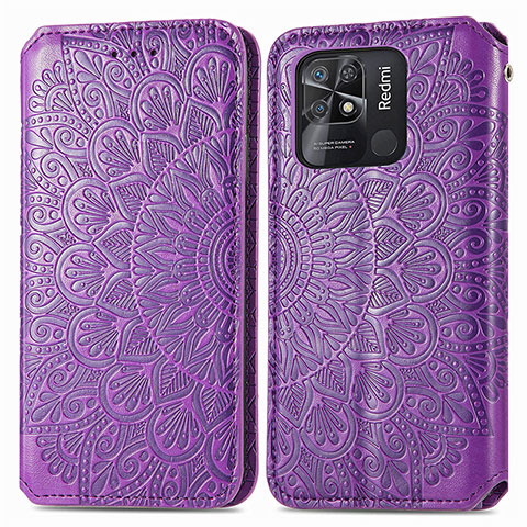 Funda de Cuero Cartera con Soporte Patron de Moda Carcasa S01D para Xiaomi Redmi 10 Power Morado