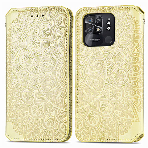 Funda de Cuero Cartera con Soporte Patron de Moda Carcasa S01D para Xiaomi Redmi 10 Power Oro