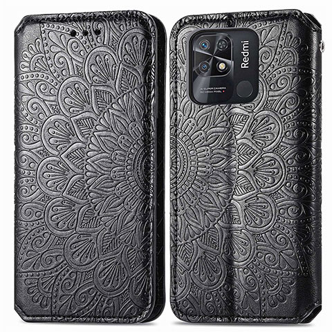 Funda de Cuero Cartera con Soporte Patron de Moda Carcasa S01D para Xiaomi Redmi 10C 4G Negro