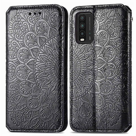 Funda de Cuero Cartera con Soporte Patron de Moda Carcasa S01D para Xiaomi Redmi 9 Power Negro