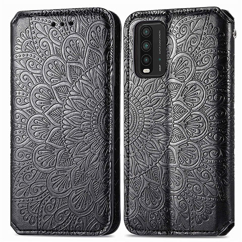 Funda de Cuero Cartera con Soporte Patron de Moda Carcasa S01D para Xiaomi Redmi 9T 4G Negro