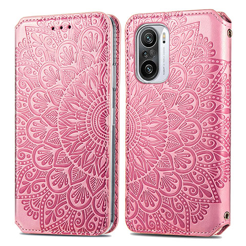 Funda de Cuero Cartera con Soporte Patron de Moda Carcasa S01D para Xiaomi Redmi K40 5G Oro Rosa