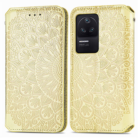 Funda de Cuero Cartera con Soporte Patron de Moda Carcasa S01D para Xiaomi Redmi K40S 5G Oro