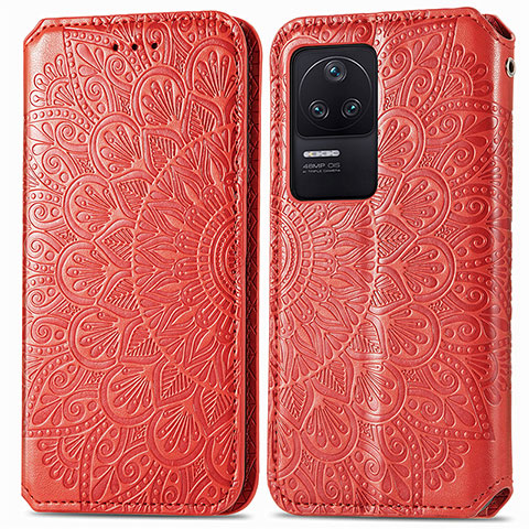 Funda de Cuero Cartera con Soporte Patron de Moda Carcasa S01D para Xiaomi Redmi K40S 5G Rojo