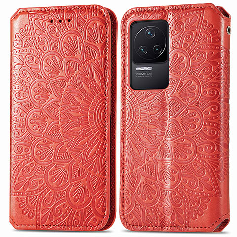 Funda de Cuero Cartera con Soporte Patron de Moda Carcasa S01D para Xiaomi Redmi K50 5G Rojo