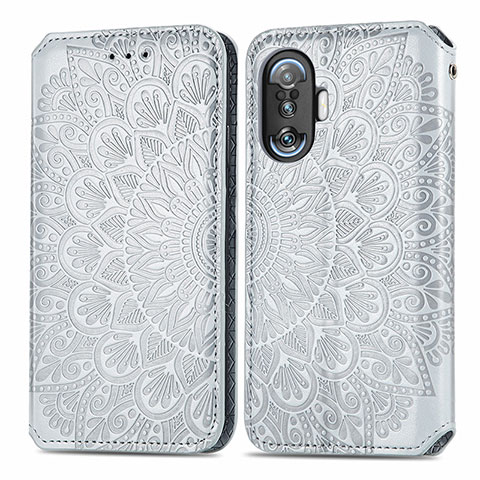 Funda de Cuero Cartera con Soporte Patron de Moda Carcasa S01D para Xiaomi Redmi K50 Gaming AMG F1 5G Plata