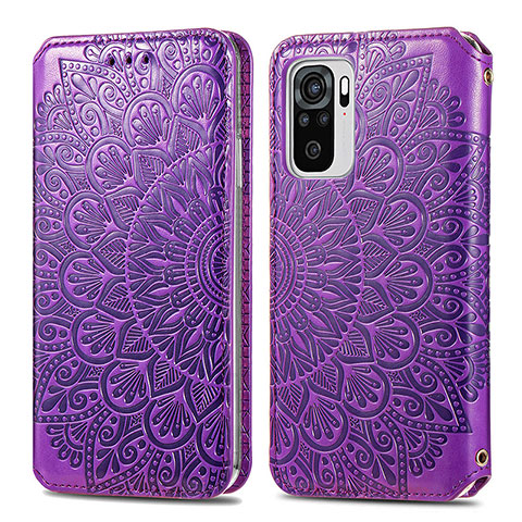 Funda de Cuero Cartera con Soporte Patron de Moda Carcasa S01D para Xiaomi Redmi Note 10 4G Morado