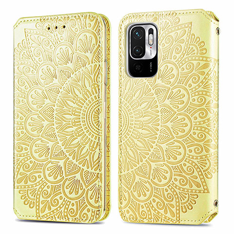 Funda de Cuero Cartera con Soporte Patron de Moda Carcasa S01D para Xiaomi Redmi Note 10 5G Oro