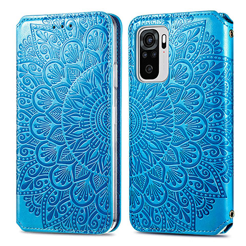 Funda de Cuero Cartera con Soporte Patron de Moda Carcasa S01D para Xiaomi Redmi Note 10S 4G Azul