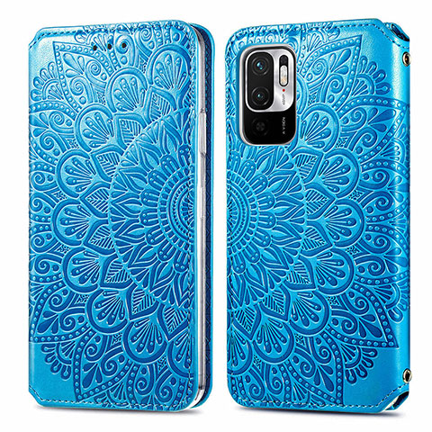 Funda de Cuero Cartera con Soporte Patron de Moda Carcasa S01D para Xiaomi Redmi Note 10T 5G Azul