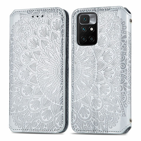 Funda de Cuero Cartera con Soporte Patron de Moda Carcasa S01D para Xiaomi Redmi Note 11 4G (2021) Plata